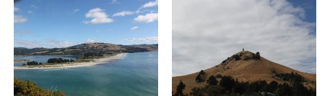 Left: Blueskin Bay, Right: Monument at Palmerston