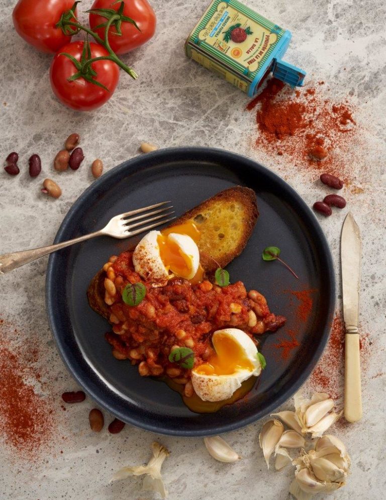 Feed Me Feed Me Baked Beans with Poached Eggs GrownUps New Zealand