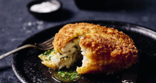 Crunchy fish kiev with herb butter