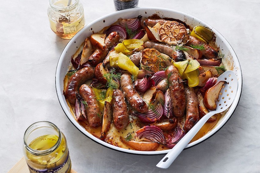 Marmalade fennel and pear sausages