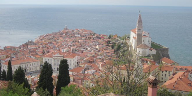Pretty Piran viewed from the park at the top of the town.