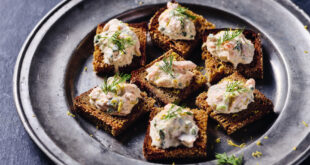 Trout pâté with crème fraîche, lemon zest & dill