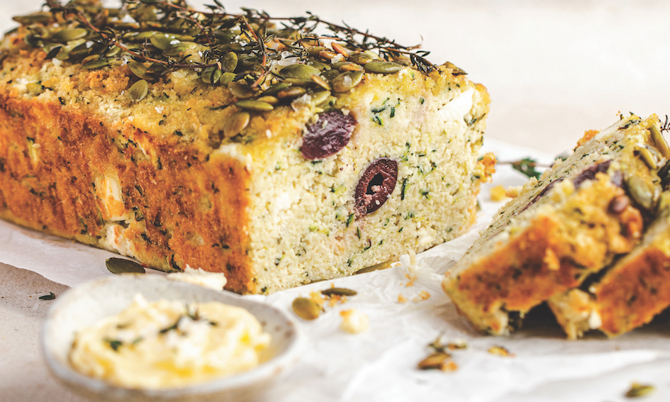 Zucchini, olive and feta bread